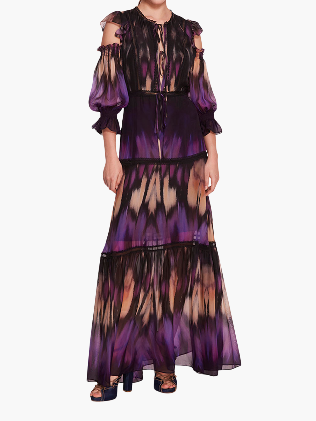 Abstract Viscose Maxi Dress | Purple Multi