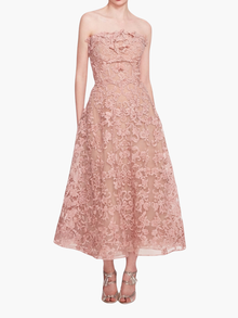 Strapless Corded Midi Dress | Blush