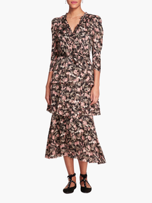Juniper 3-Tier Embroidered Maxi Dress | Black Coral