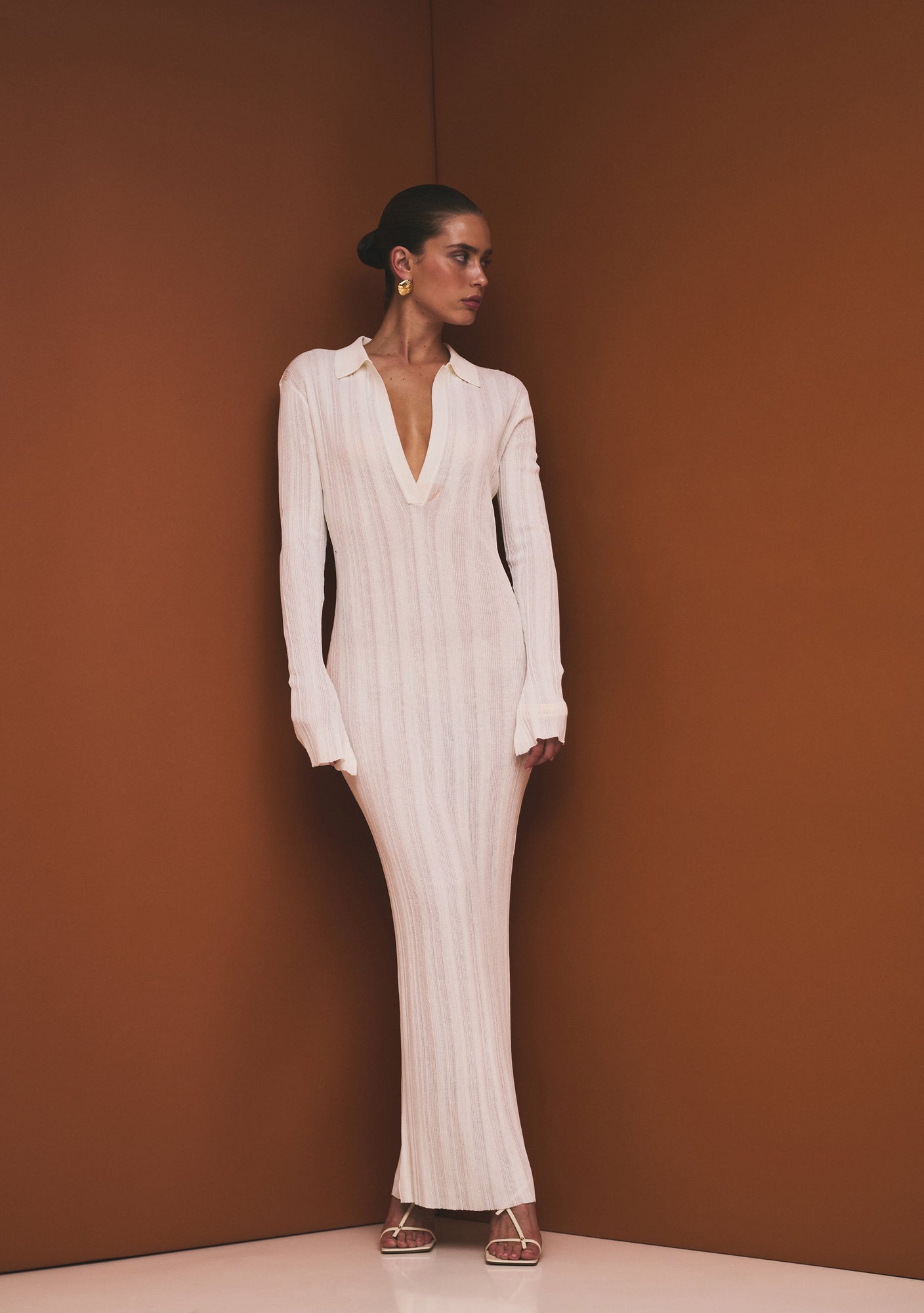 Womens | Azula Rib Knit Maxi Dress | Porcelain