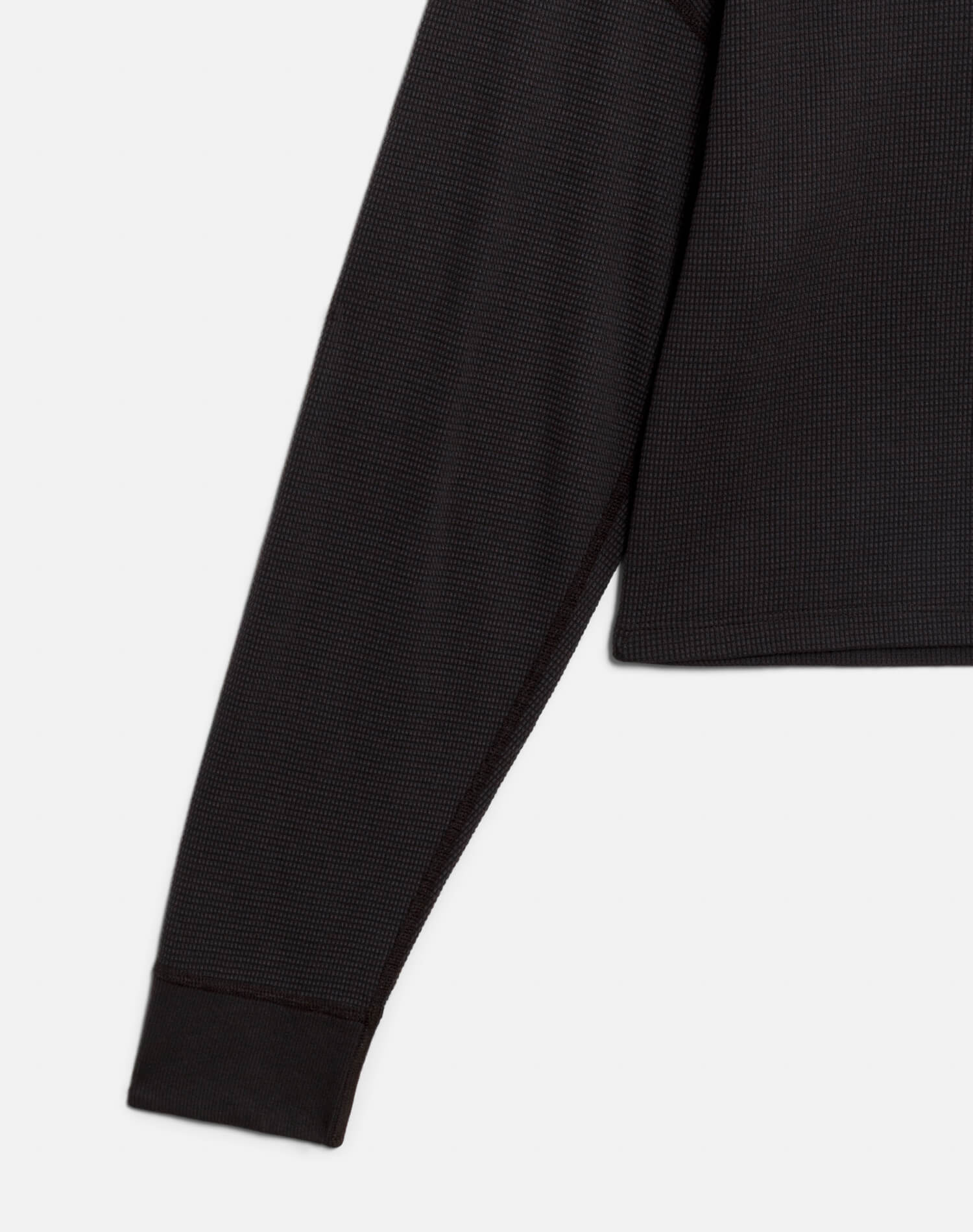 Womens | Hanes Waffle Boxy Henley | Washed Black