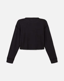 Womens | Hanes Waffle Boxy Henley | Washed Black