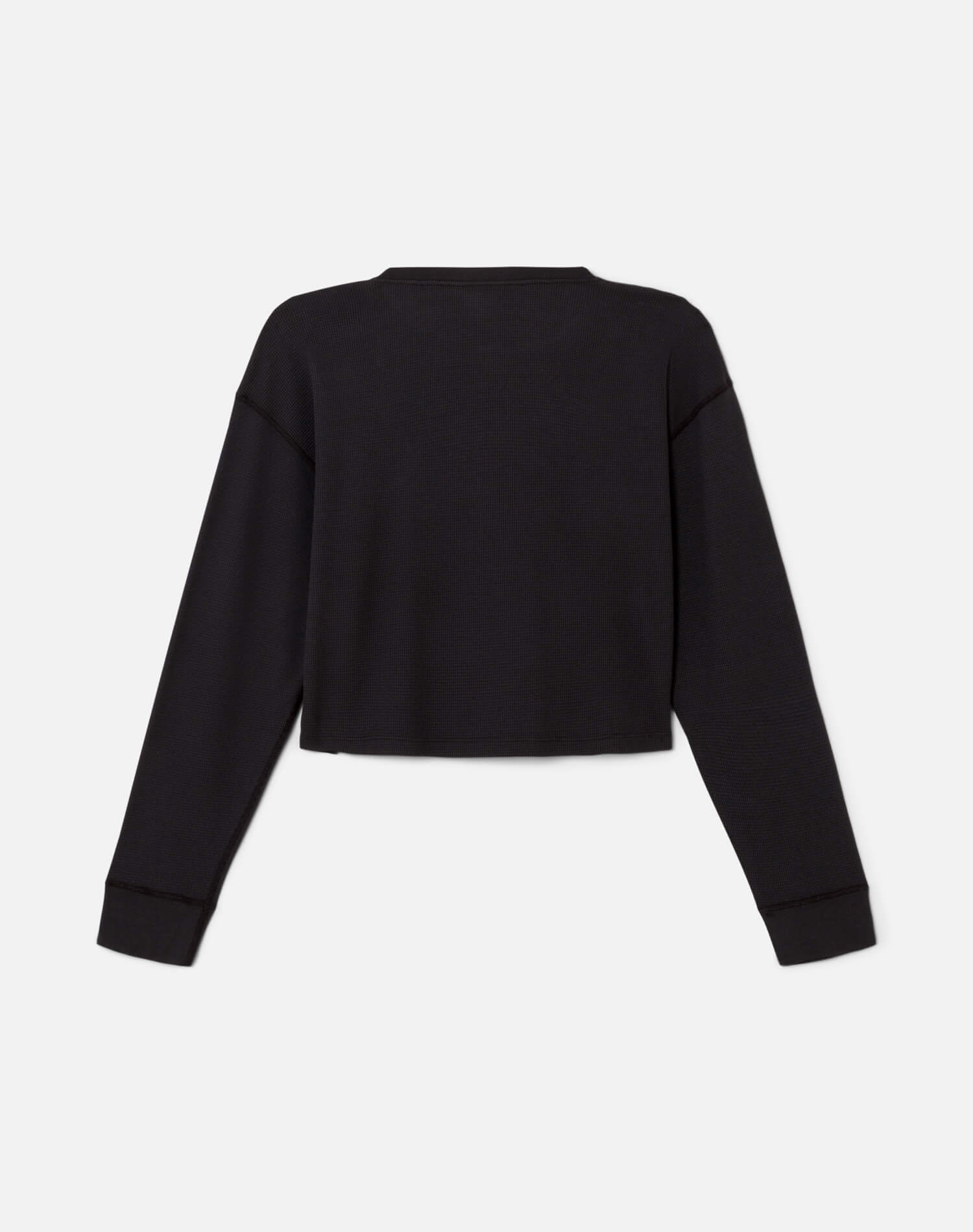 Womens | Hanes Waffle Boxy Henley | Washed Black