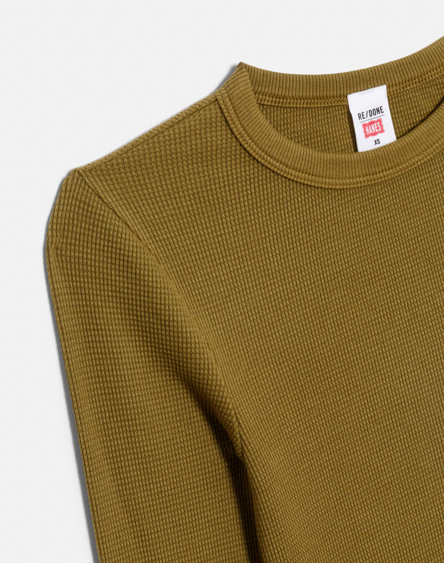 Womens | Hanes Waffle Baby Long Sleeve | Fatigue