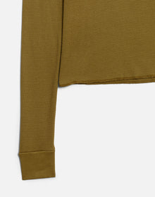 Womens | Hanes Waffle Baby Long Sleeve | Fatigue