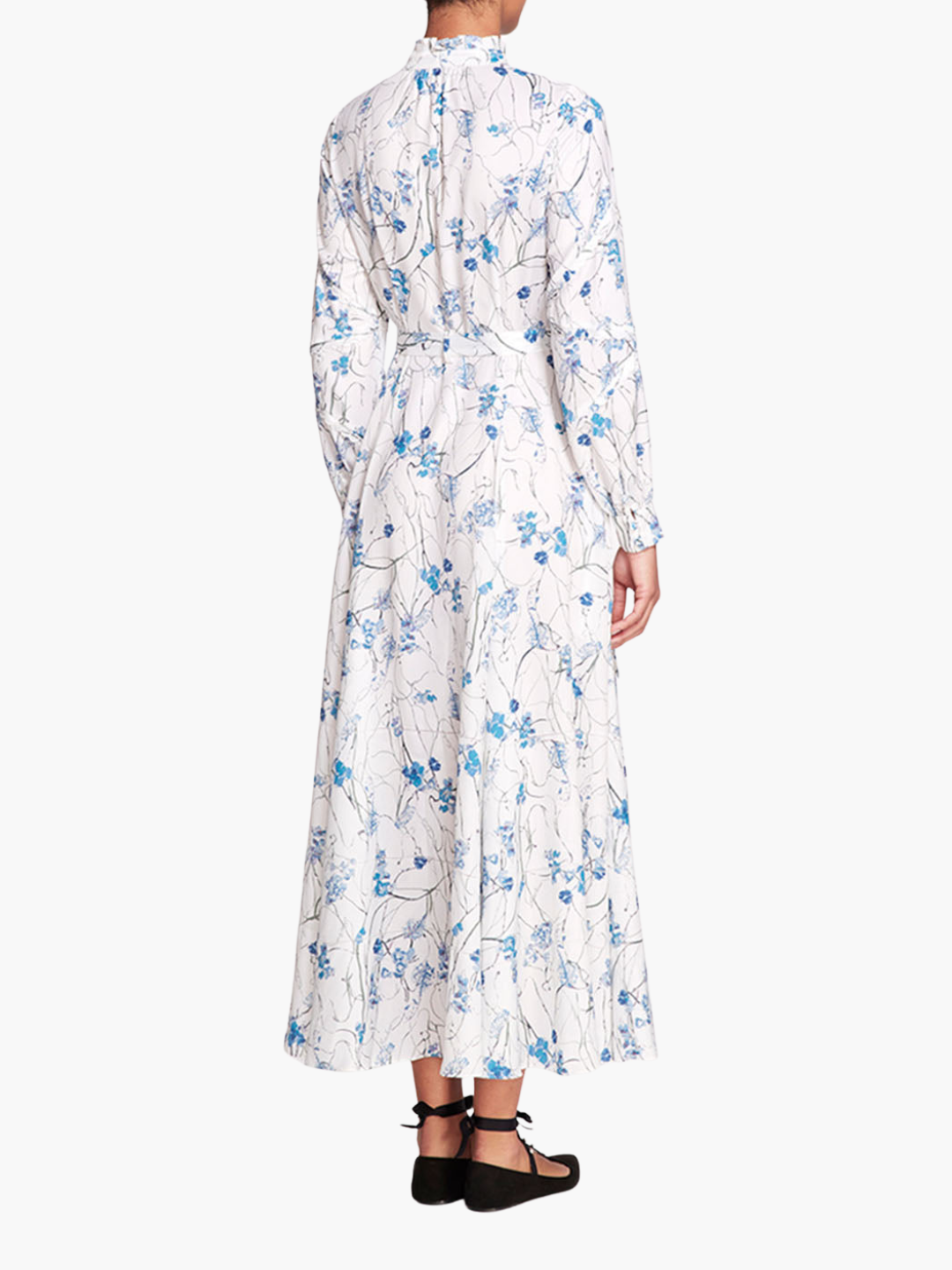Fiorella Sateen Maxi Shirtdress | Ivory Blue