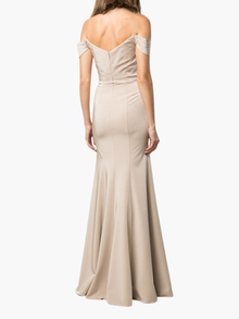 Rimindi Off Shoulder Draped Gown | Champagne