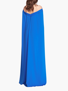 Off Shoulder Caped Column Gown | Cerulean
