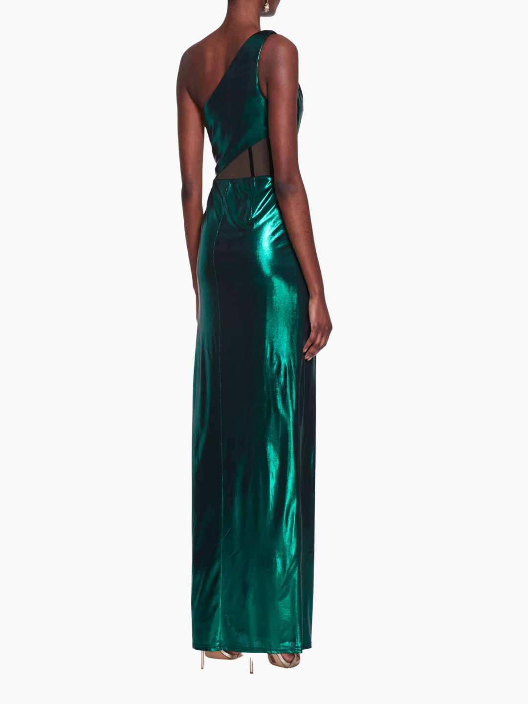 Side Cut-Out Foiled Gown | Emerald