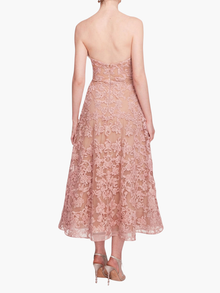 Strapless Corded Midi Dress | Blush