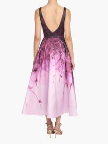 Floral Printed Mikado Midi Dress | Rose