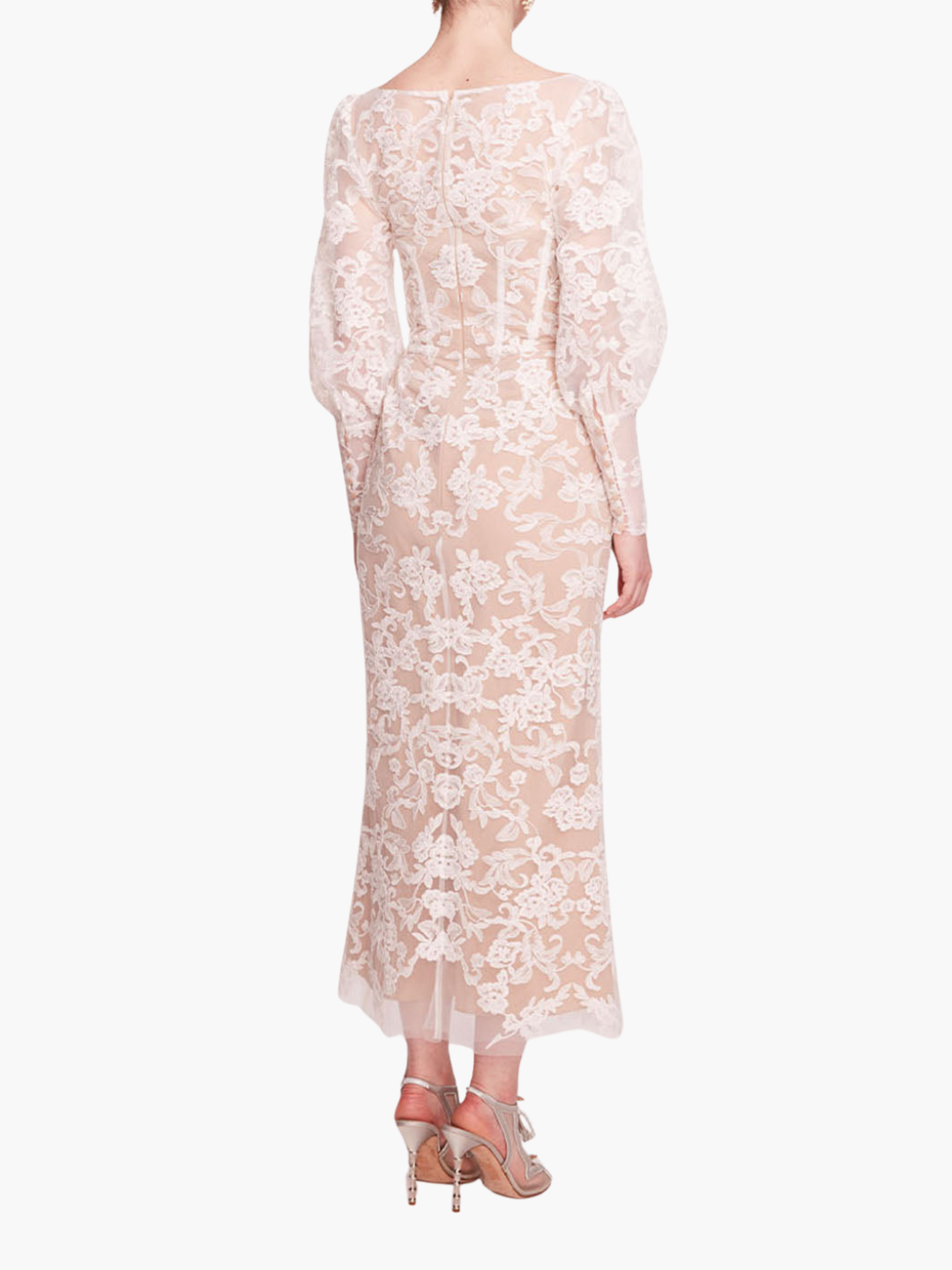 Long Sleeve Corded Midi Dress | Ivory