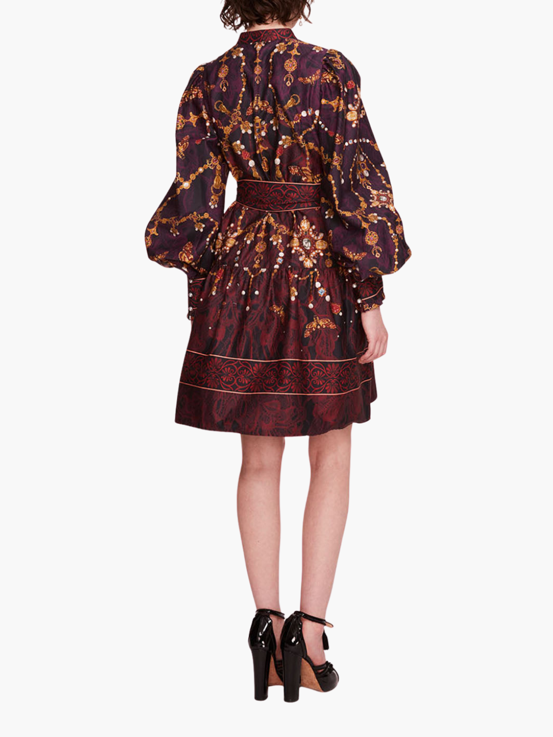 Printed Poplin Mini Dress | Black Multi