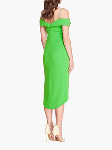 Off Shoulder Draped Midi Dress | Lime