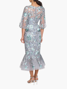 Botanist Bloom Embroidered Puff Sleeve Midi Dress | Mint