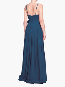 Matera Wrap Floral Gown | Dusty Blue