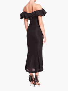 Cloque Midi Dress | Black