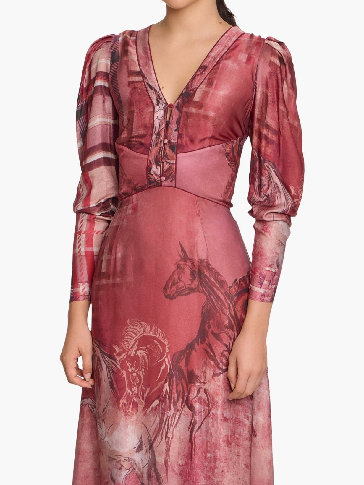 Wild Heart Tartan Printed Midi Dress | Red Multi