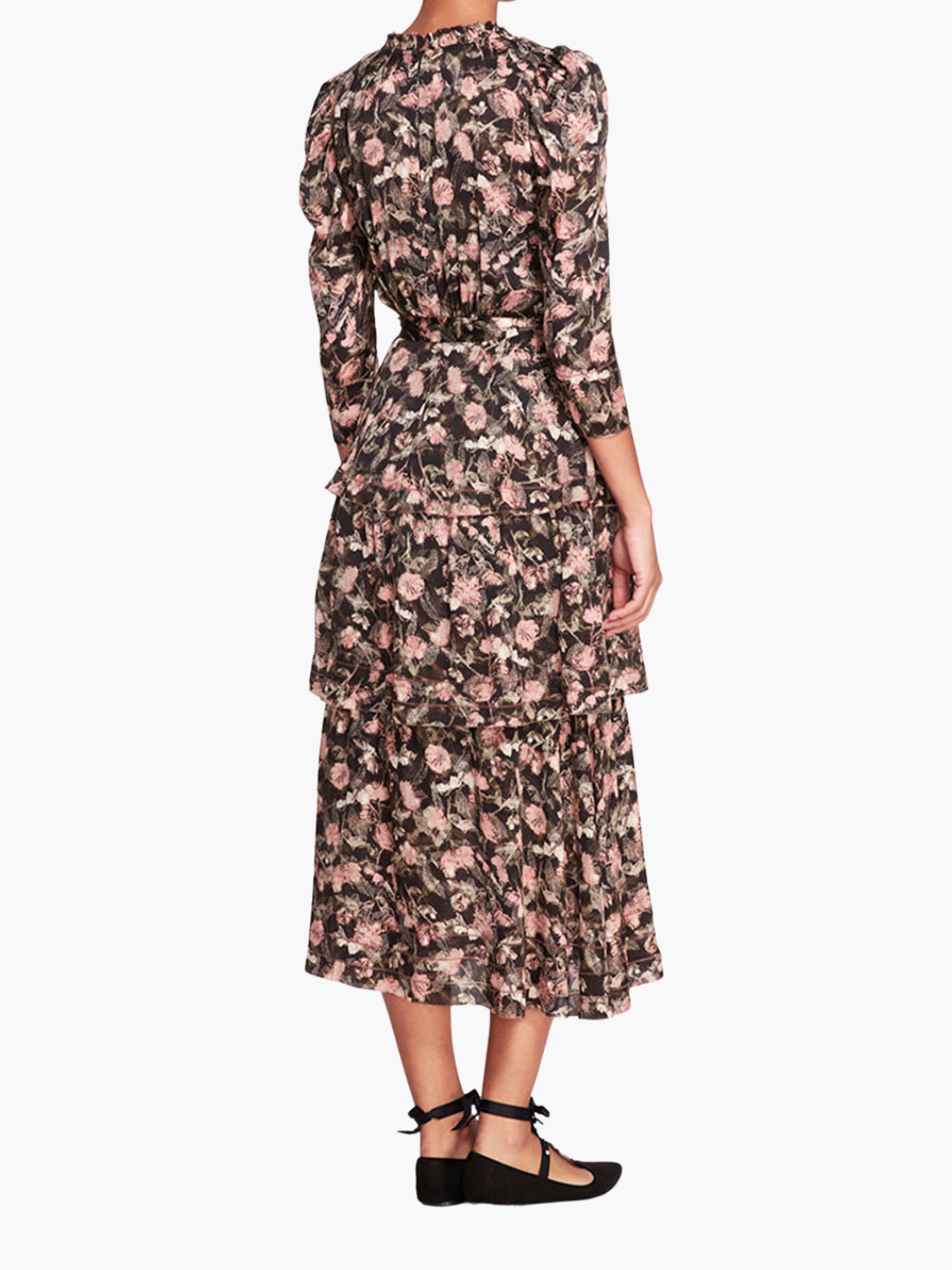 Juniper 3-Tier Embroidered Maxi Dress | Black Coral