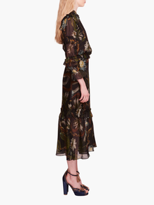 Silk Lily Midi Dress | Black Multi