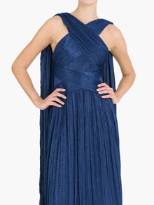 Criss-Cross Satin Streamer Gown | Navy