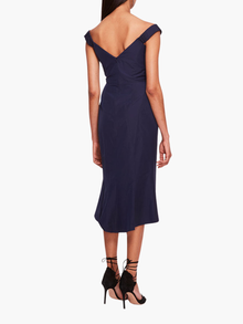 Taffeta Trumpet Midi Dress | Midnight