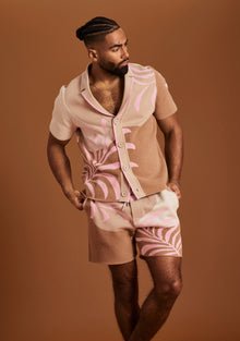Mens | Lei Shirt | Jacquard Brown/Pink