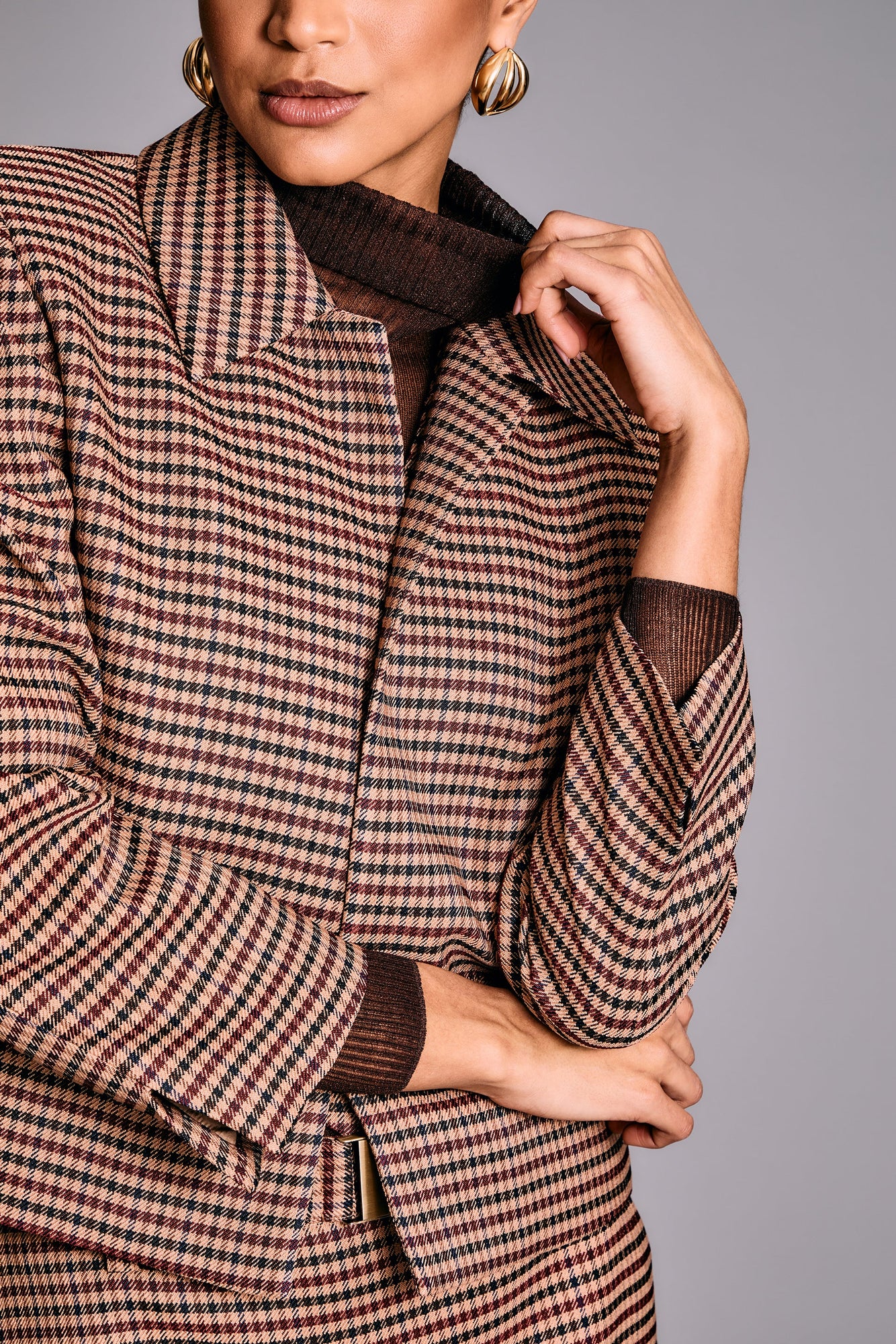 Womens | Jessamine Jacket | Camel Houndstooth