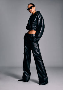 Womens | Koda Vegan Leather Cropped Trench | Black