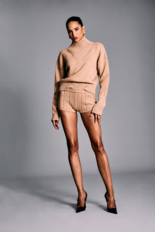 Womens | Molly Cable Knit Hot Short | Tan