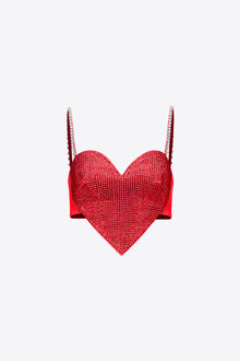 Crystal Trim Heart Top | Scarlet