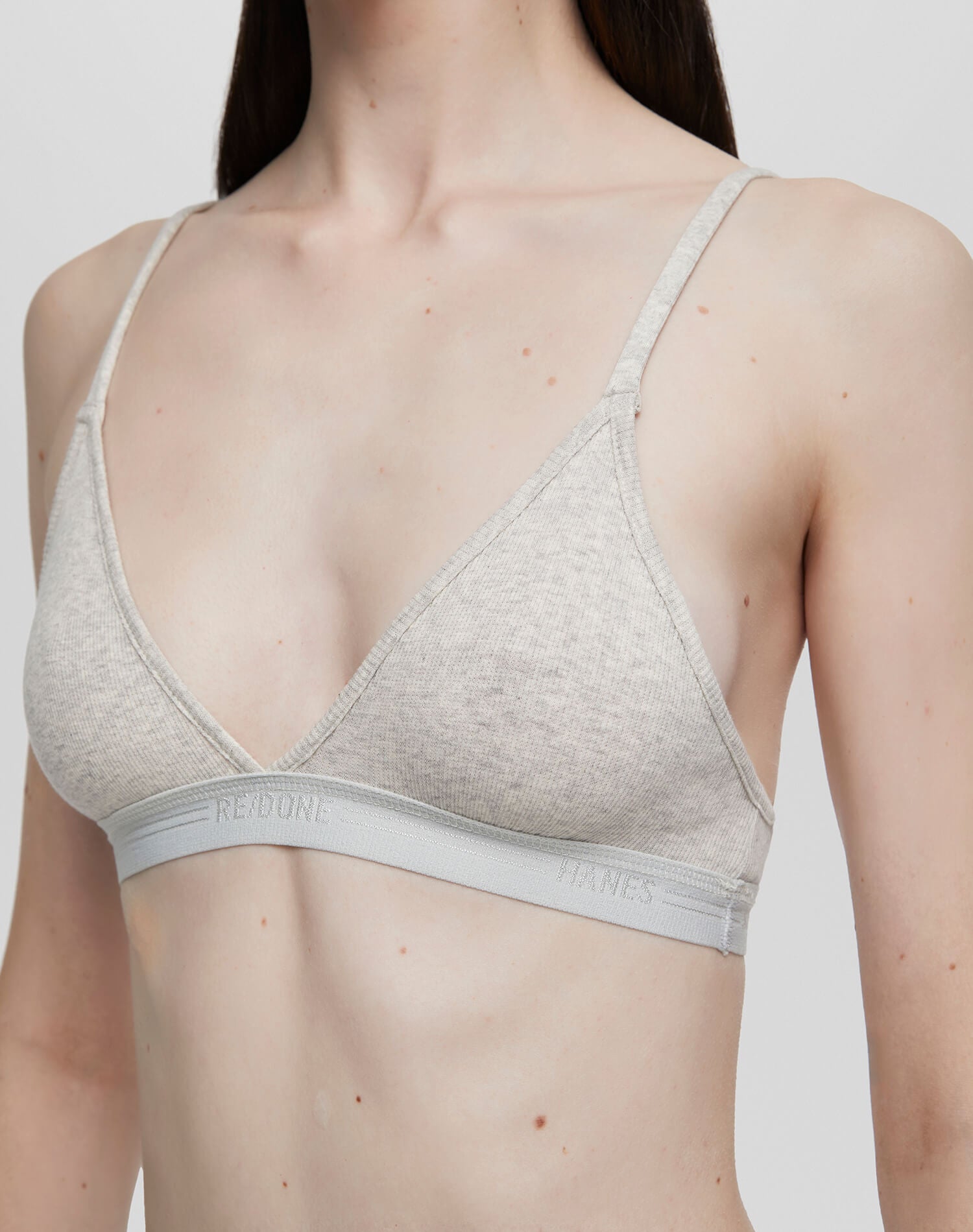 Womens | Hanes Ribbed Triangle Bra | Heather Grey