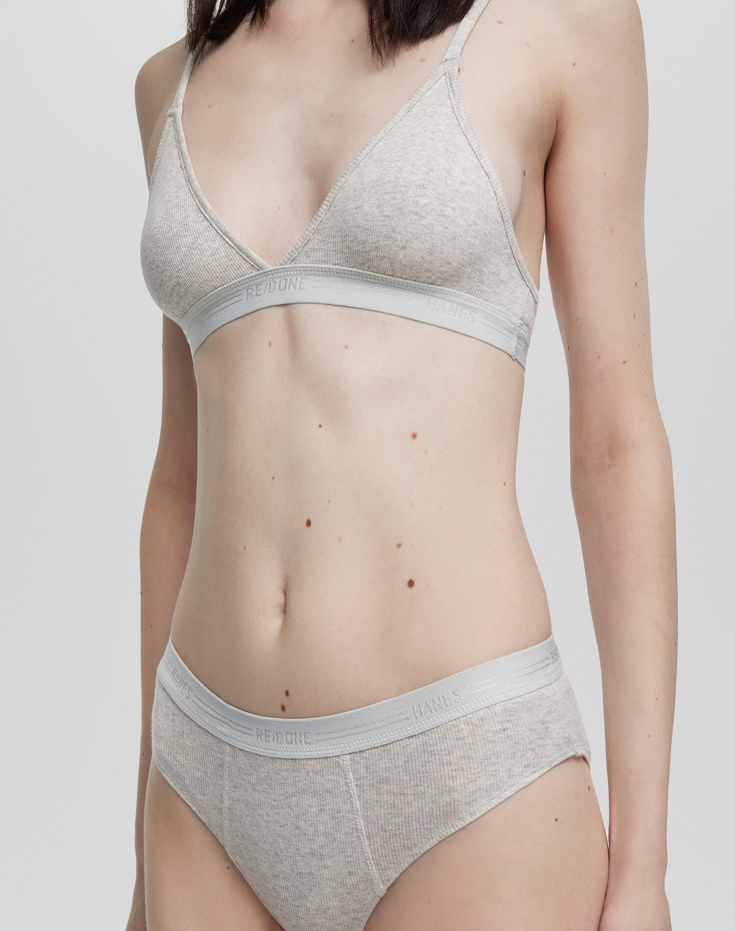 Womens | Hanes Ribbed Triangle Bra | Heather Grey