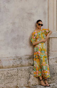 Rose Garden Cotton Cropped Top | Marigold Multi