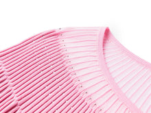 Textured Short-Sleeve Knit Sweater | Pink