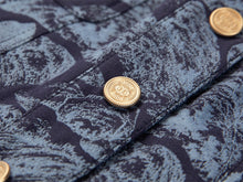 Round Neck Boxy Jacket | Blue