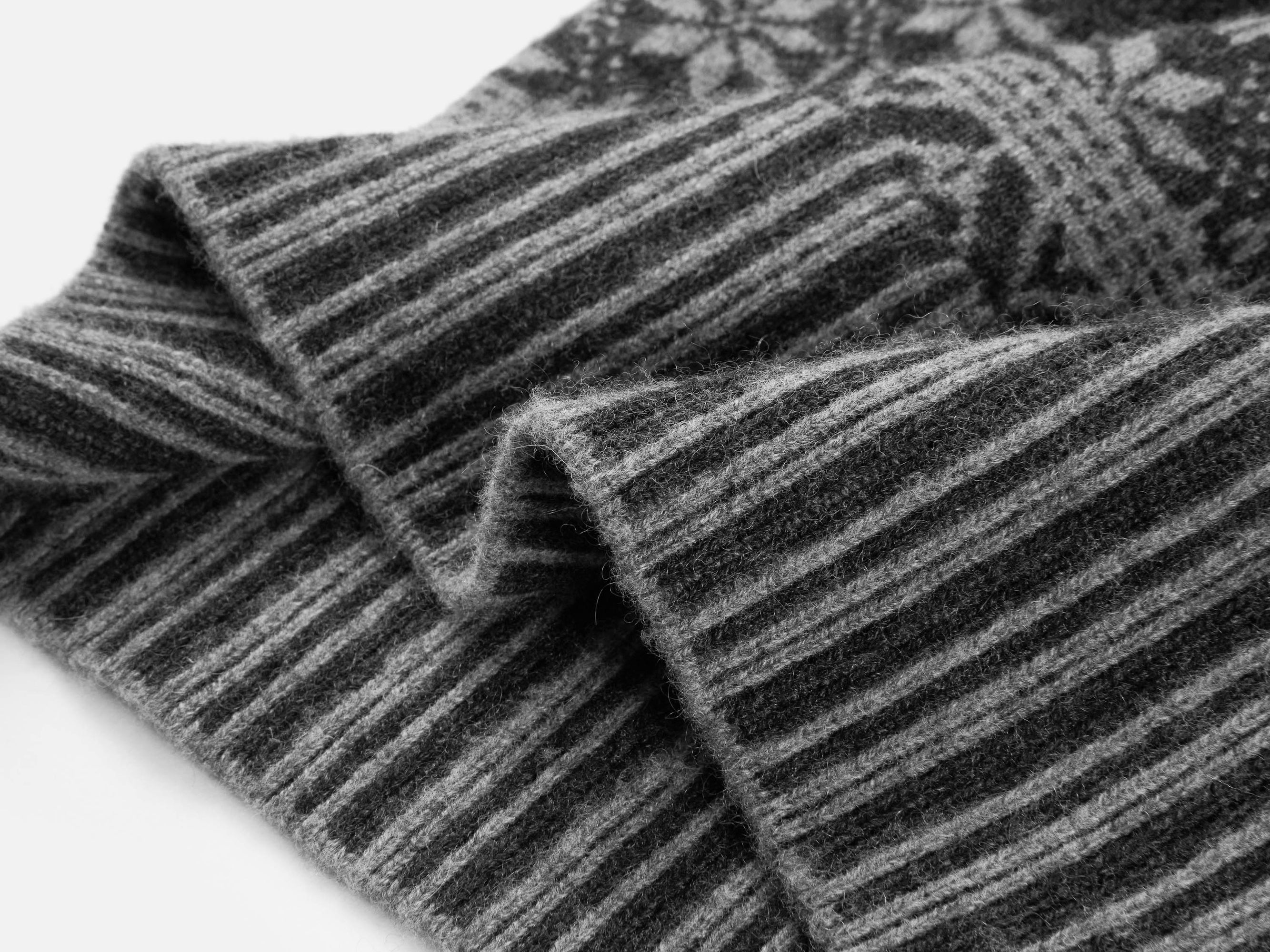 Ethnic Jacquard Cashmere Blended Knit Top | Grey