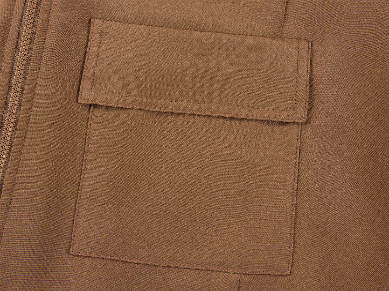 Silk Stand Collar Jacket | Brown