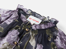 Silk Peony Print Pullover Top | Purple