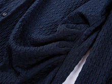 Textured Pleated Shirt | Navy
