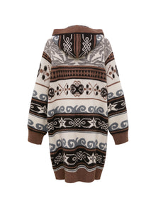 Long Hooded Sweater | Brown