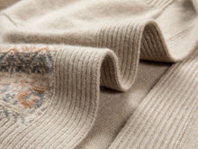 Wool Cashmere Jacquard Cardigan | Khaki