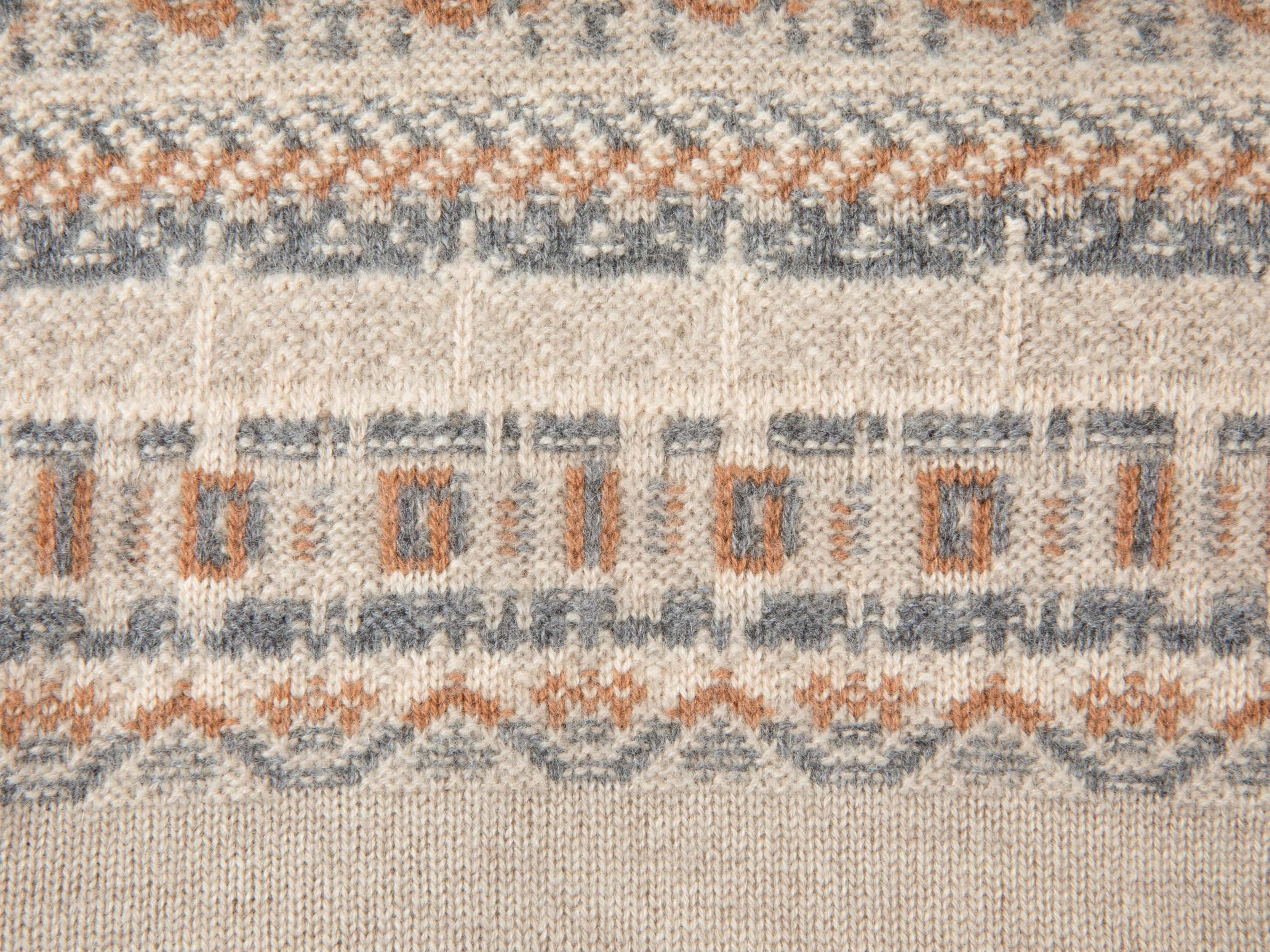 Wool Cashmere Jacquard Cardigan | Khaki