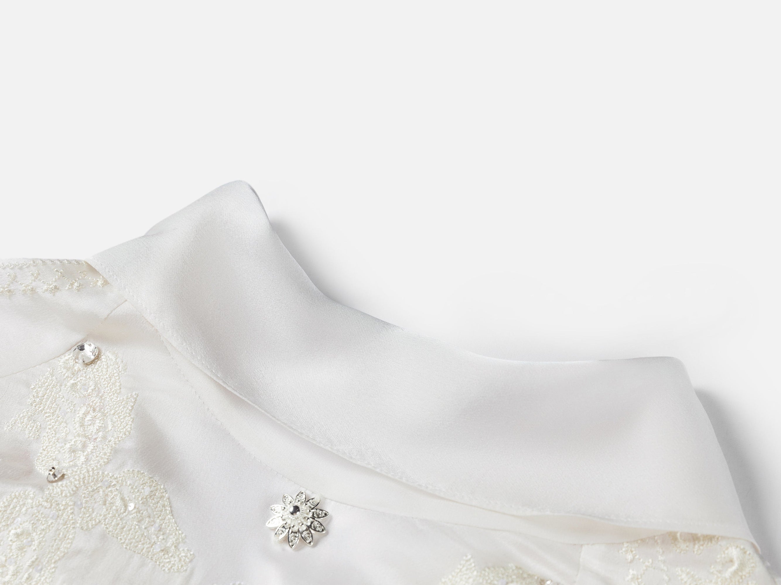 Embellished Silk Blouse | White
