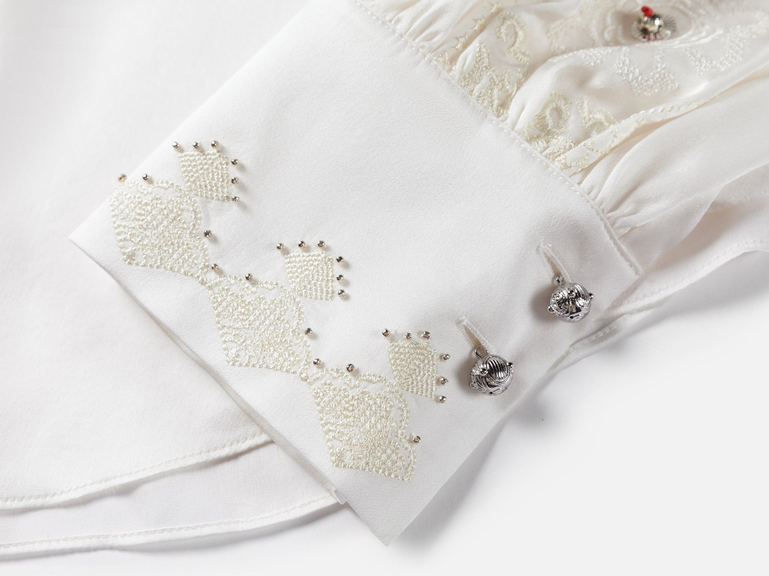 Embellished Silk Blouse | White