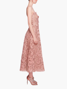 Strapless Corded Midi Dress | Blush