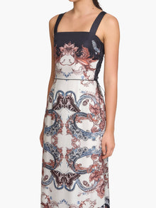 Garden of Eve Sleeveless Twill Maxi Dress | Blue/Red