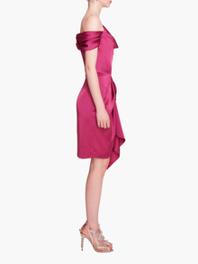Asymmetrical Satin Mini Dress | Moody Orchid