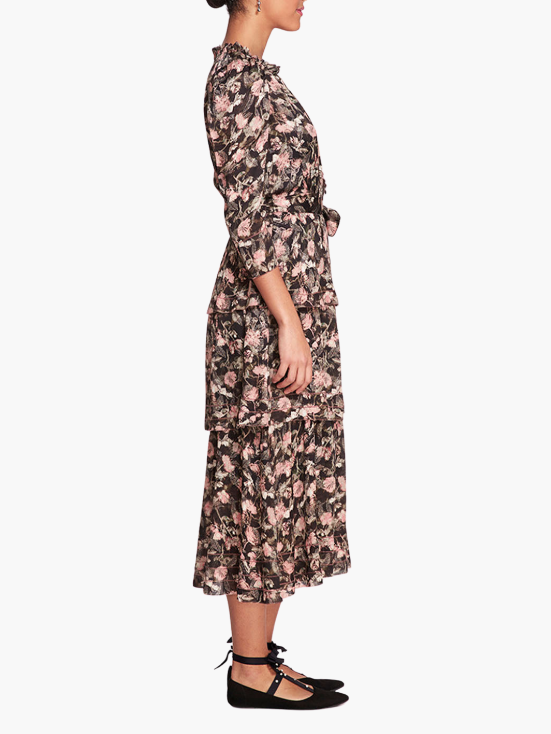 Juniper 3-Tier Embroidered Maxi Dress | Black Coral