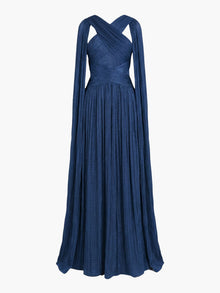 Criss-Cross Satin Streamer Gown | Navy
